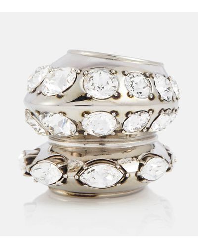 Alexander McQueen Silberfarbener Ring Mit Kristallen - Mettallic