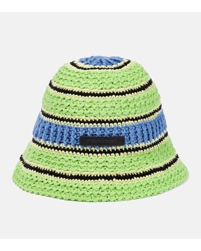Stella McCartney Sombrero en croche de algodon con logo - Verde