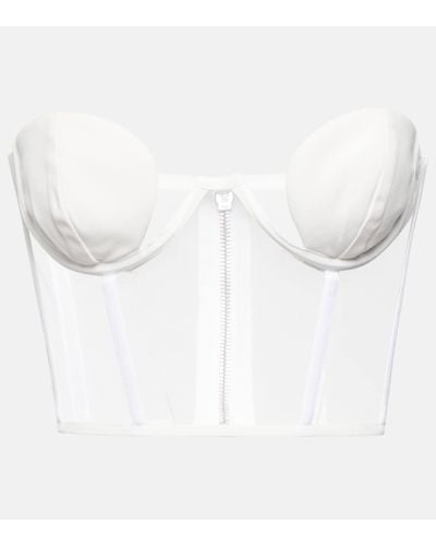 Nensi Dojaka Bridal Tulle-paneled Crepe Bustier - White