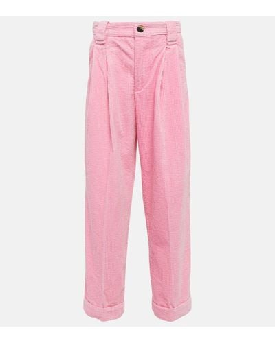 Ganni Pleated Wide-leg Trousers - Pink