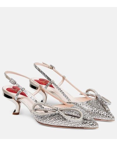 Roger Vivier Embellished Virgule Slingback Court Shoes 55 - Metallic