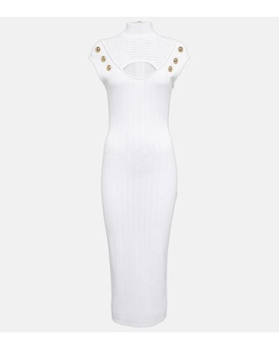 Balmain Mesh-trimmed Midi Dress - White