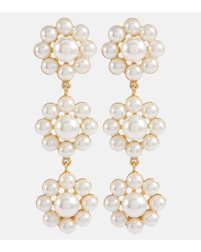 Jennifer Behr Bridal Olive Faux Pearl Drop Earrings - White