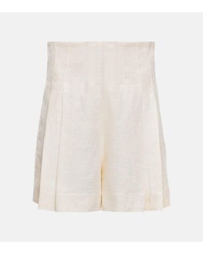 Chloé Shorts de lino de tiro alto - Blanco