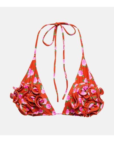 Magda Butrym Top bikini a triangolo a fiori - Rosso