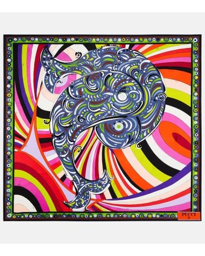 Emilio Pucci Foulard in twill di seta con stampa - Multicolore
