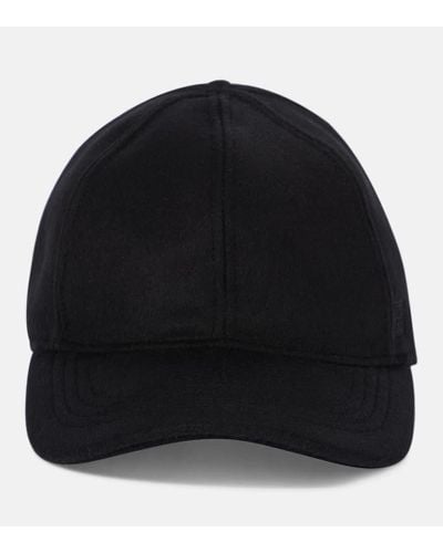 Totême Cappello da baseball in lana e cashmere - Nero