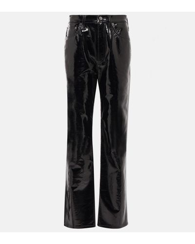 Agolde 90s Pinch Waist Leather-blend Trousers - Black