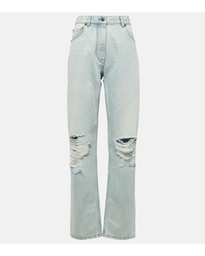 The Row Mid-Rise Distressed Straight Jeans Burty - Blau