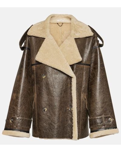 The Mannei Cappotto Jordan in pelle e shearling - Marrone