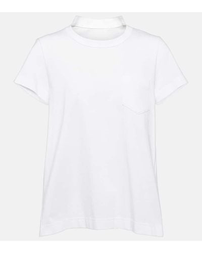 Sacai Pleated Cotton Jersey T-shirt - White