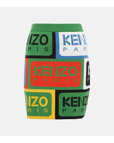 KENZO Logo Cotton Miniskirt - Green