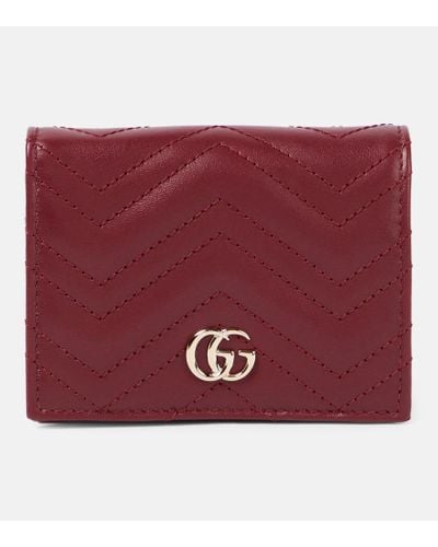 Gucci GG Marmont Leather Card Case - Red