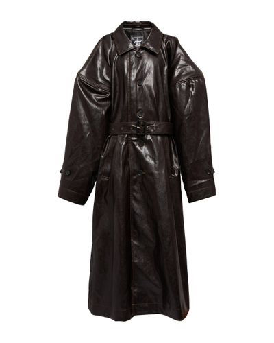 Y. Project Oversized Faux Leather Trench Coat - Black
