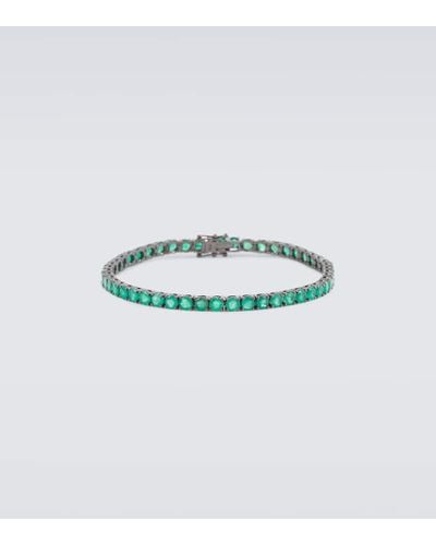 SHAY 18kt Black Gold Tennis Bracelet With Emeralds - Blue