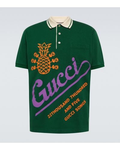 Gucci Polo de algodon estampado - Verde
