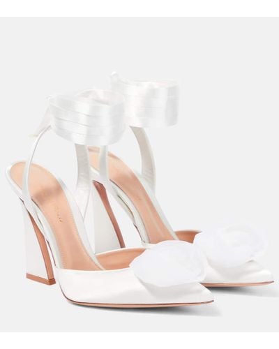 Gianvito Rossi Flower-embellished Satin Pumps - White
