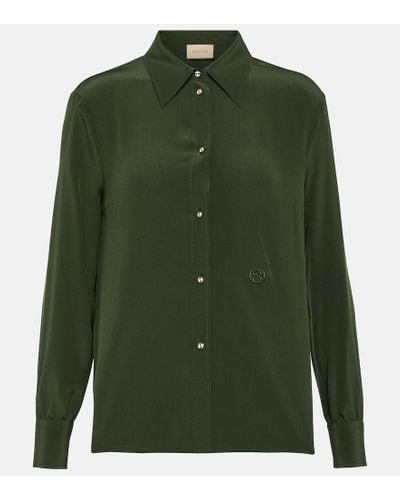 Gucci Camisa de crepe de china de seda - Verde