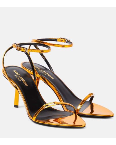 Saint Laurent Sandalen Kitty 75 aus Metallic-Leder - Mettallic