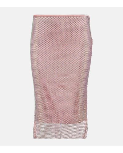 Sportmax Fishnet Embellished Midi Skirt - Pink