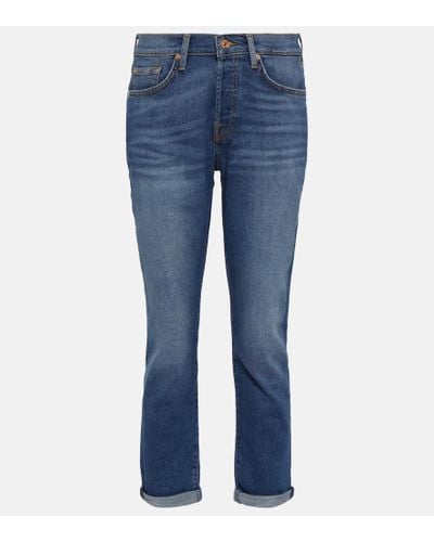 7 For All Mankind Josefina Mid-rise Slim Jeans - Blue