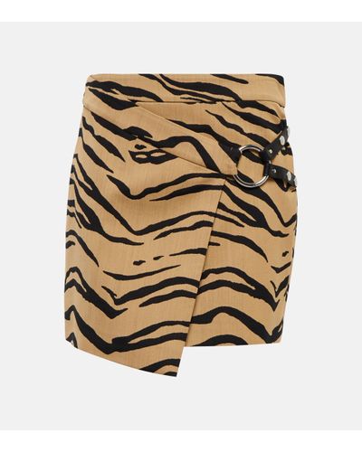 Stella McCartney Mini-jupe en laine melangee a motif tigre - Métallisé