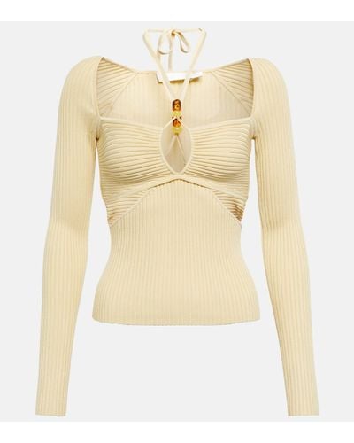 Jonathan Simkhai Elenor Cutout Ribbed-knit Top - Natural