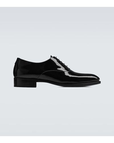 Saint Laurent Adrien Patent Leather Derby Shoes - Black
