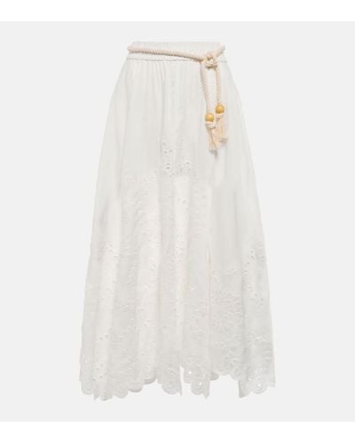 Zimmermann Clover Broderie Anglaise Linen Skirt - White
