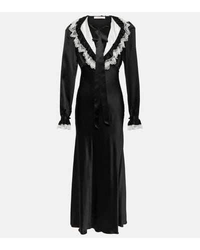 Rodarte Robe longue en satin de soie - Noir
