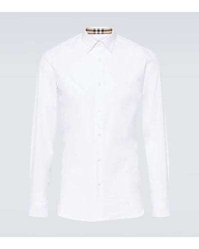 Burberry Camisa de mezcla de algodon - Blanco