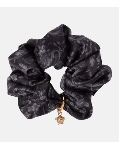 Versace Barocco Satin Hair Tie - Black