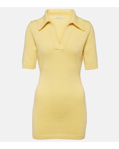 Emilia Wickstead Dory Ribbed-knit Wool Top - Yellow