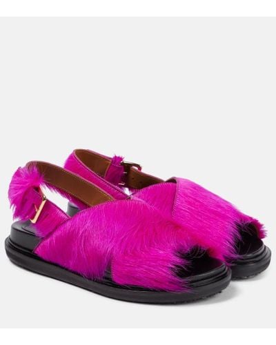 Marni Fussbett Calf Hair Sandals - Purple