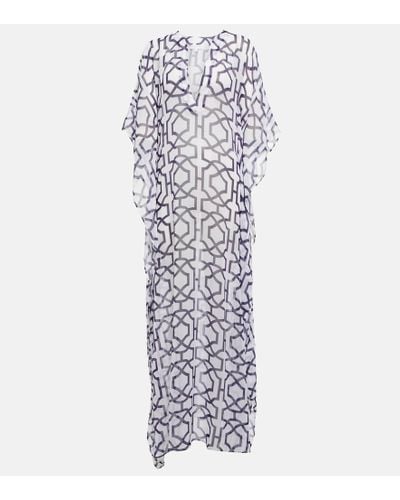 Alexandra Miro Roxanne Printed Chiffon Kaftan - White