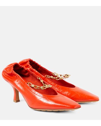 Bottega Veneta Melbourne Chain-detail Leather Court Shoes - Red