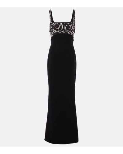 Safiyaa Ezda Embellished Crepe Gown - Black