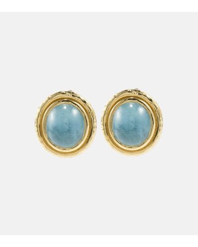 Octavia Elizabeth Horizon 18kt Gold Earrings With Aquamarines - Blue