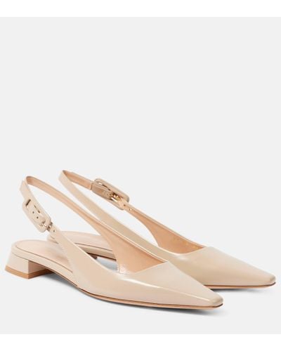 Gianvito Rossi Lindsay 20 Patent Leather Slingback Ballet Flats - Natural