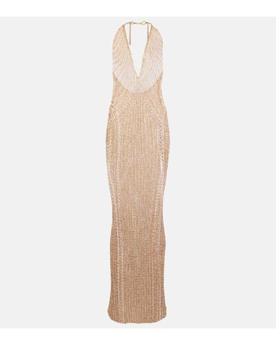 Tom Ford Halterneck Chainmail Gown - Natural