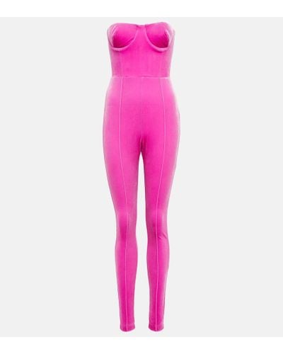 Alex Perry Jumpsuit in velluto - Rosa