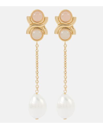 Chloé Orecchini pendenti con perle bijoux - Bianco
