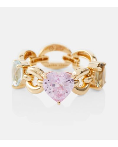 Nadine Aysoy Catena Petite 18kt Gold Ring With Topaz, Amethyst And Sapphire - Metallic