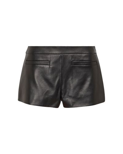 Saint Laurent Leather Shorts - Gray