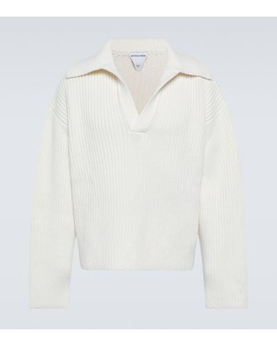 Bottega Veneta Wool And Cashmere Polo Jumper - White