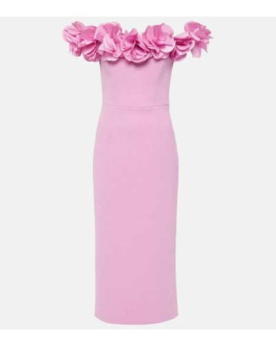 Rebecca Vallance Odetta Floral-applique Midi Dress - Pink