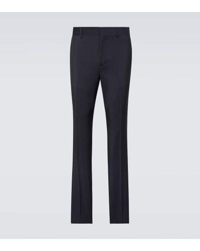 Valentino Wool And Mohair Straight Pants - Blue