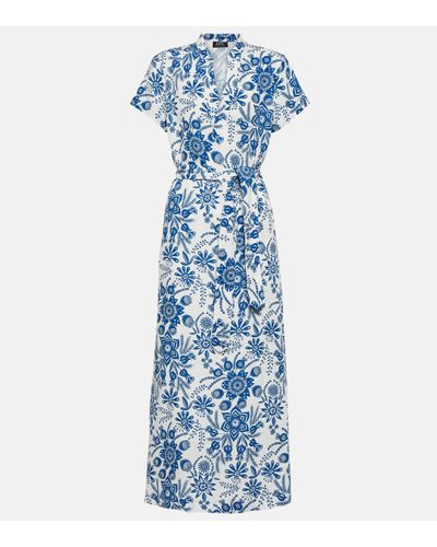 A.P.C. Robe longue Annelie en lin melange - Bleu