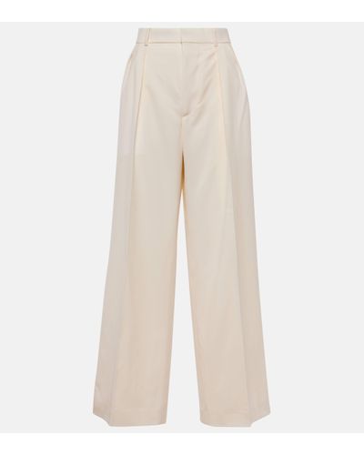 Wardrobe NYC Pantalon ample a taille haute en laine - Neutre