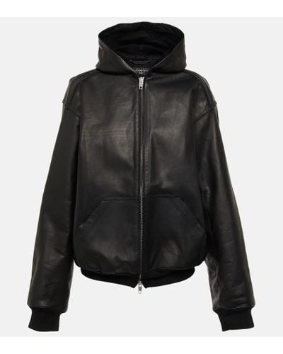 Balenciaga Hooded Leather Jacket - Black